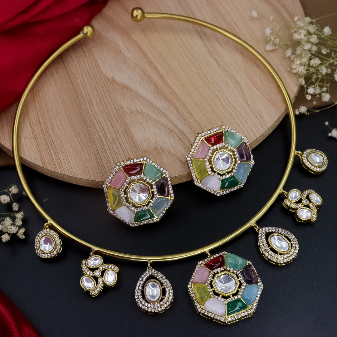 Kuvar Hasli Choker Set With Earrings