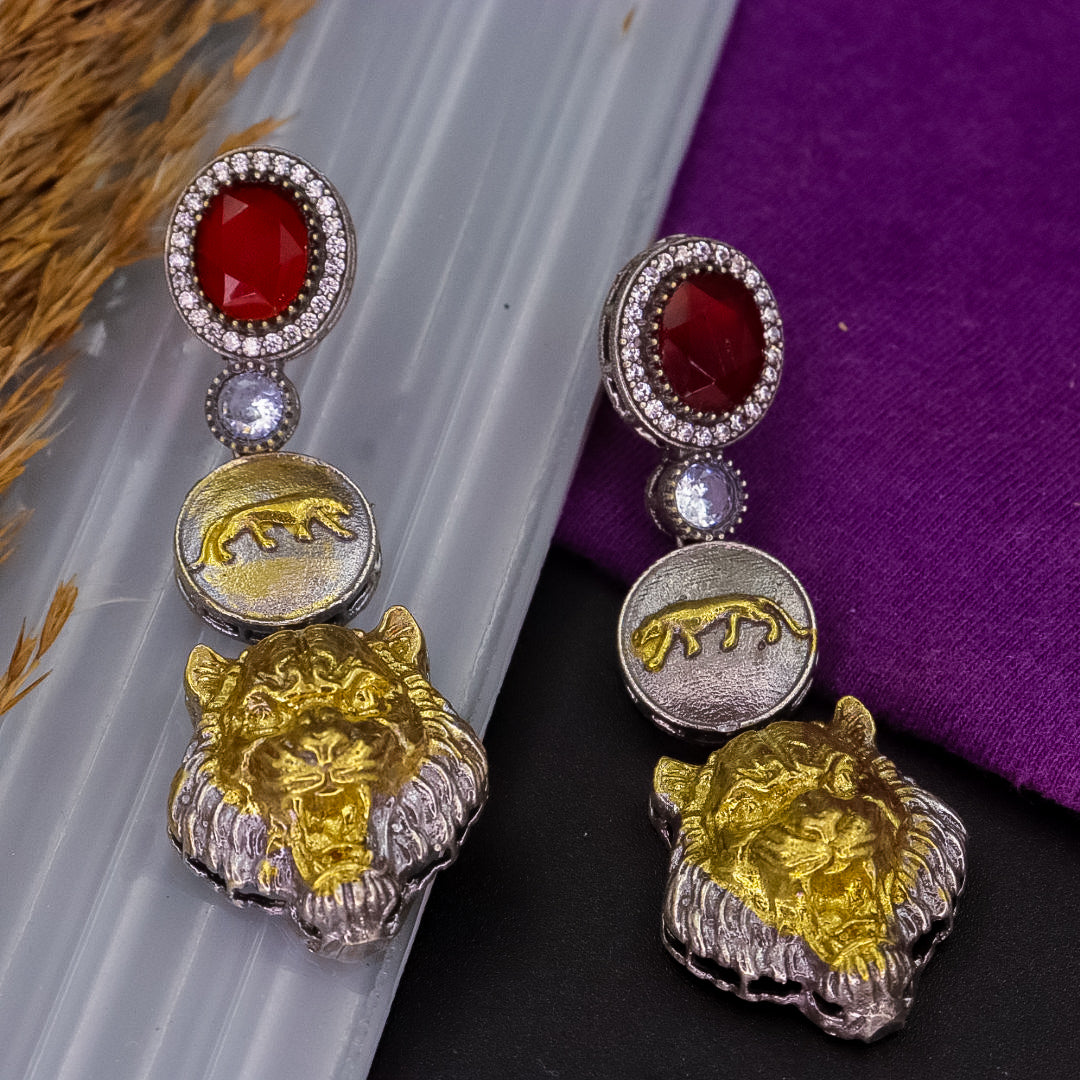 Lovlin Sabya Designer Earrings -Red