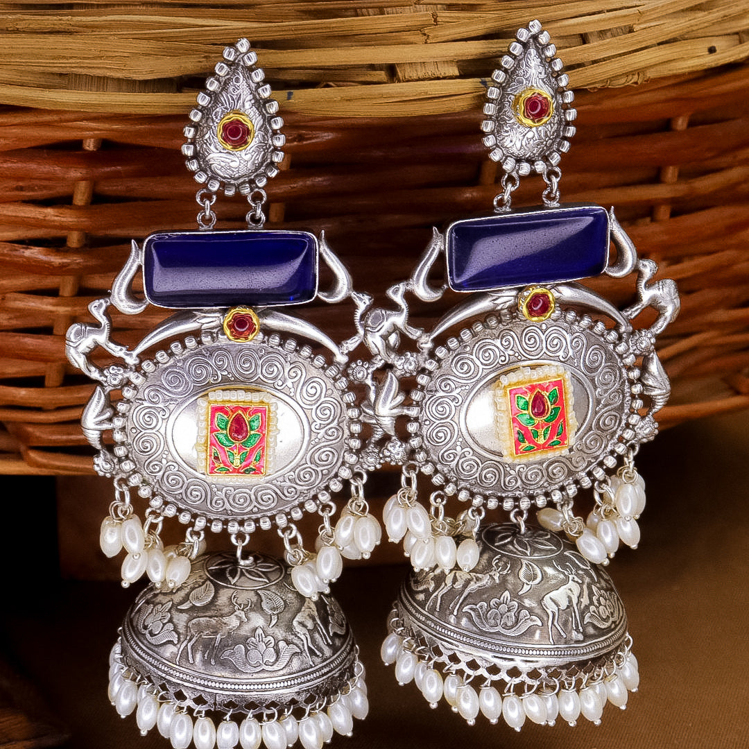 Shilpa Statement  Premium Brass Jhumka With Meenakari