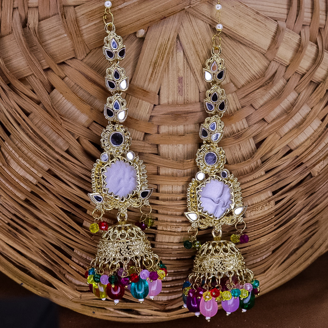 Swati MOP jhumka With long Kaanchain