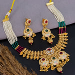 Load image into Gallery viewer, Pallavi Copper Ethnic Choker With Earrings - Maroon Green
