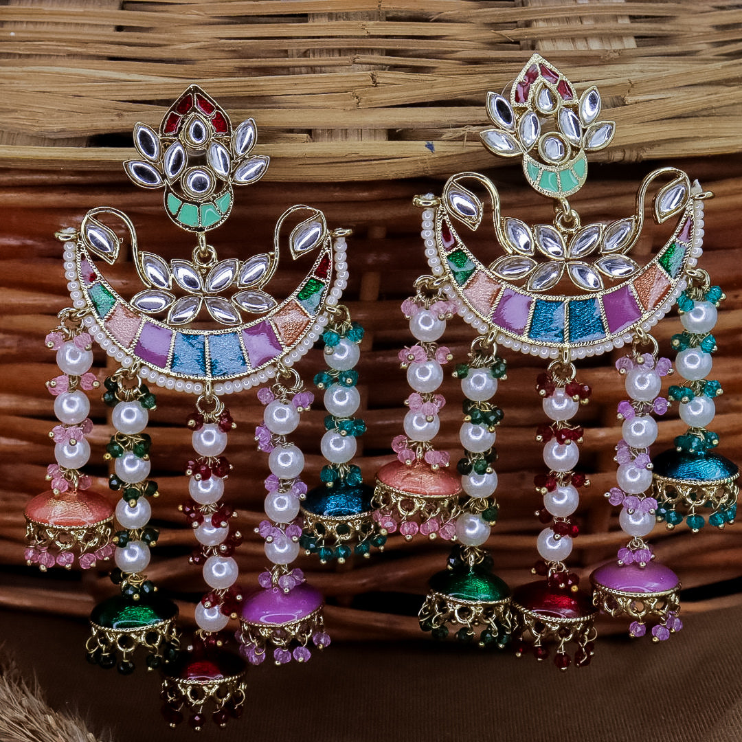 Neha Kundan Chandbali With Pearl Latkans