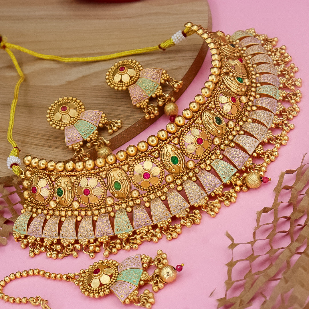 Aashika Semi Bridal Rajwadi Copper Choker