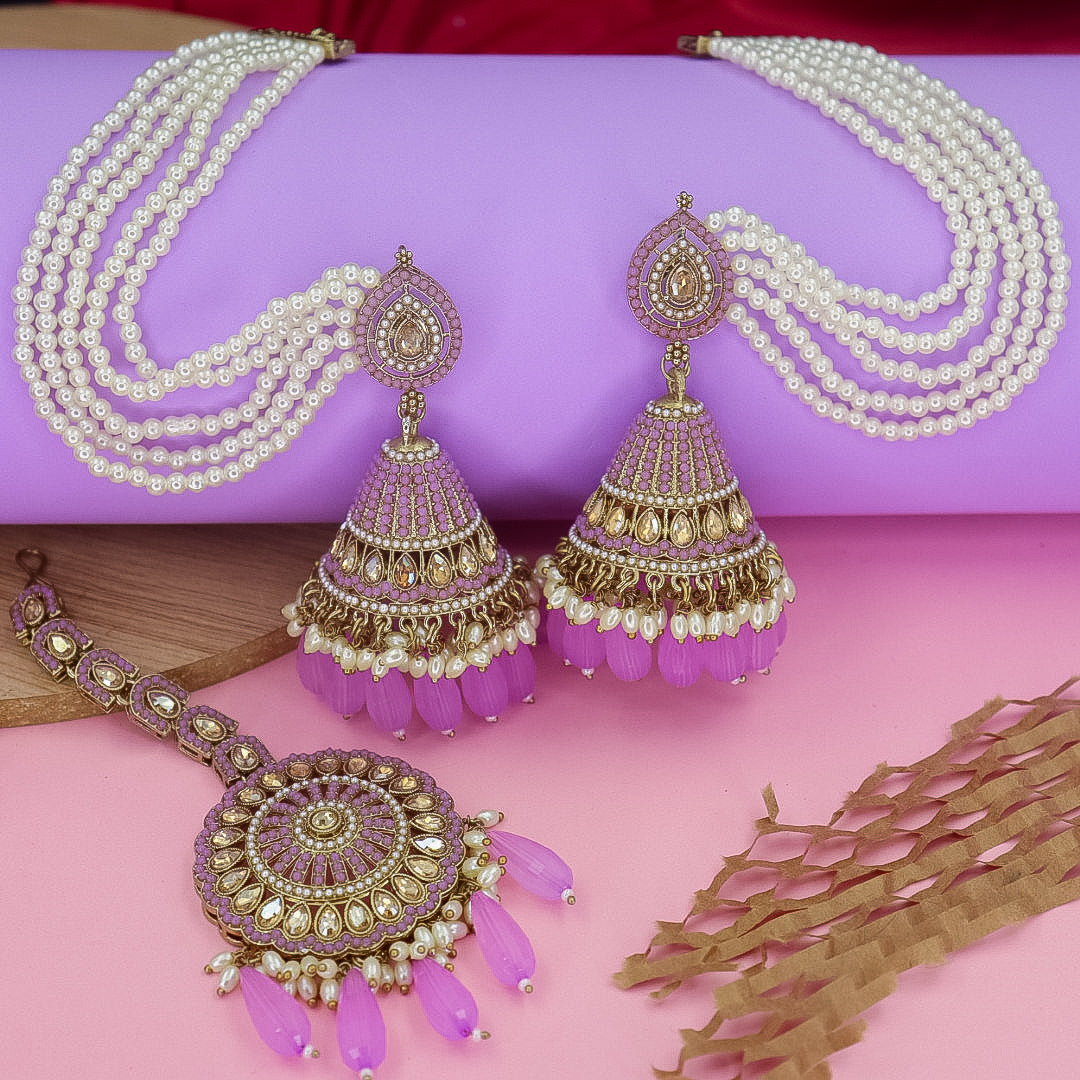 Farhana Jhumka With Moti Statement Kanchain