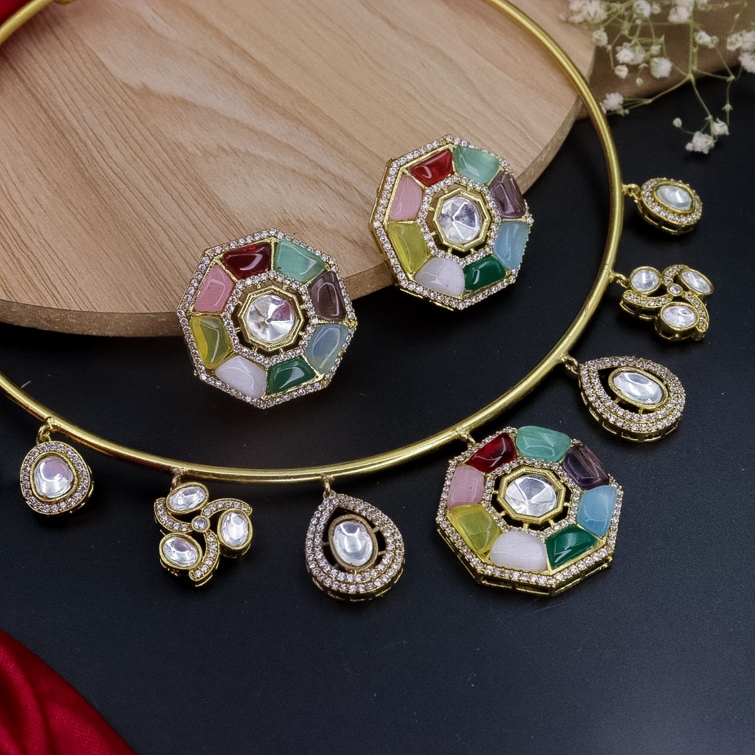 Kuvar Hasli Choker Set With Earrings