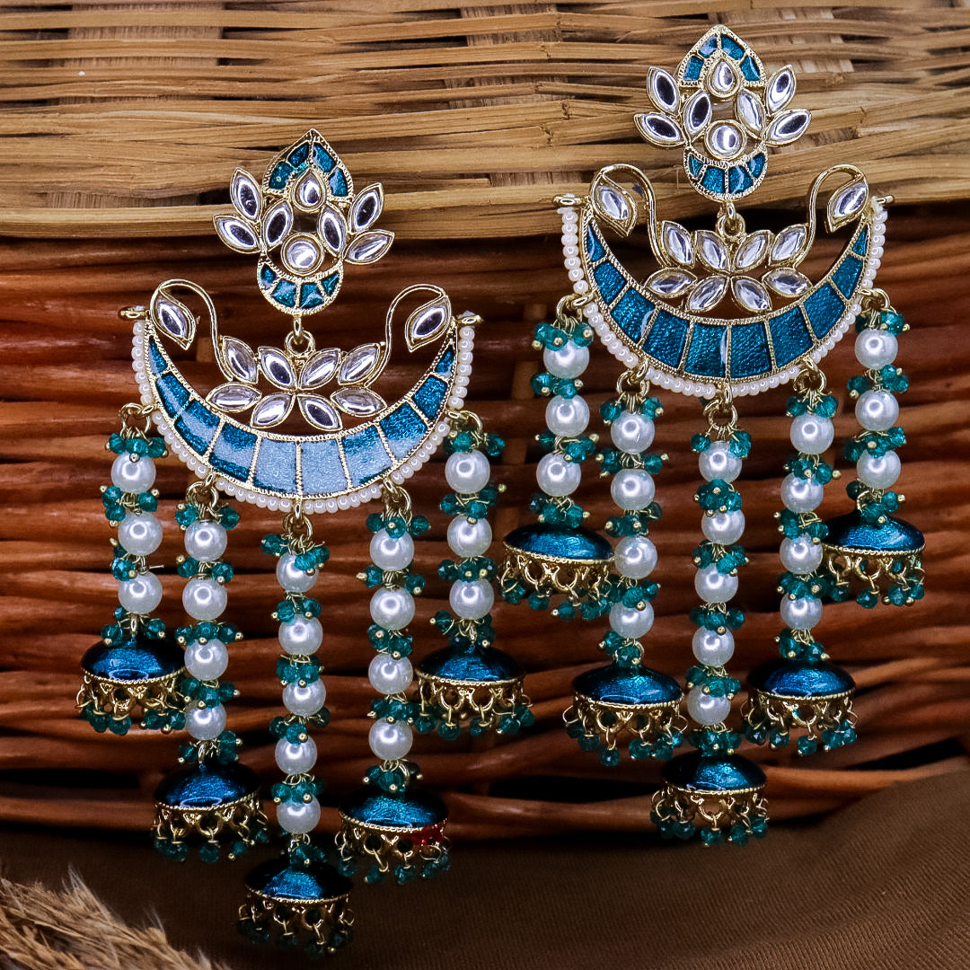 Neha Kundan Chandbali With Pearl Latkans