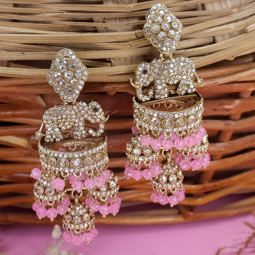 Designer Elephant Jhumka With Diamond Stones