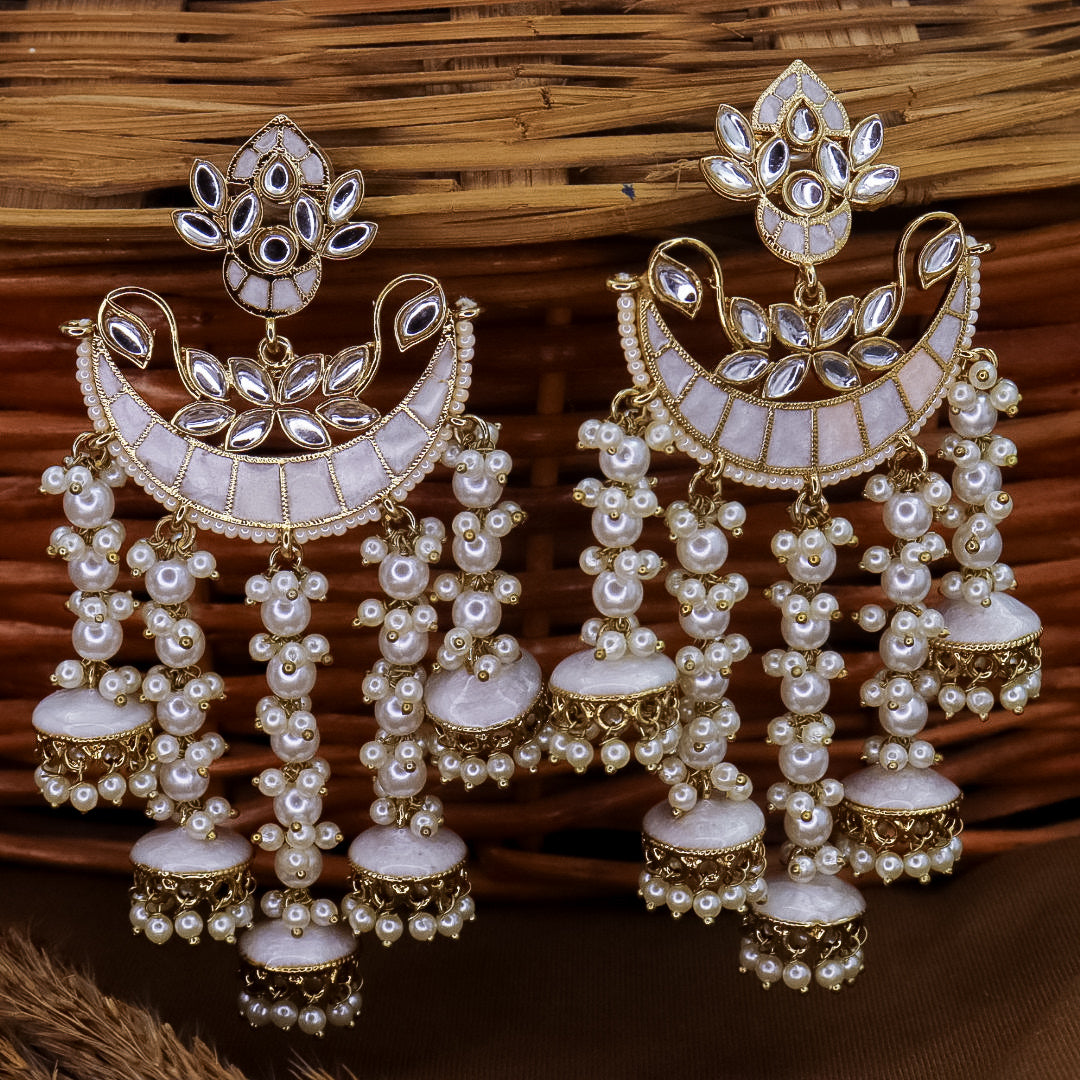 Neha Kundan Chandbali With Pearl Latkans