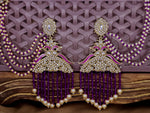 Load image into Gallery viewer, Amna Peacock Earrings With Kanchain - Purple
