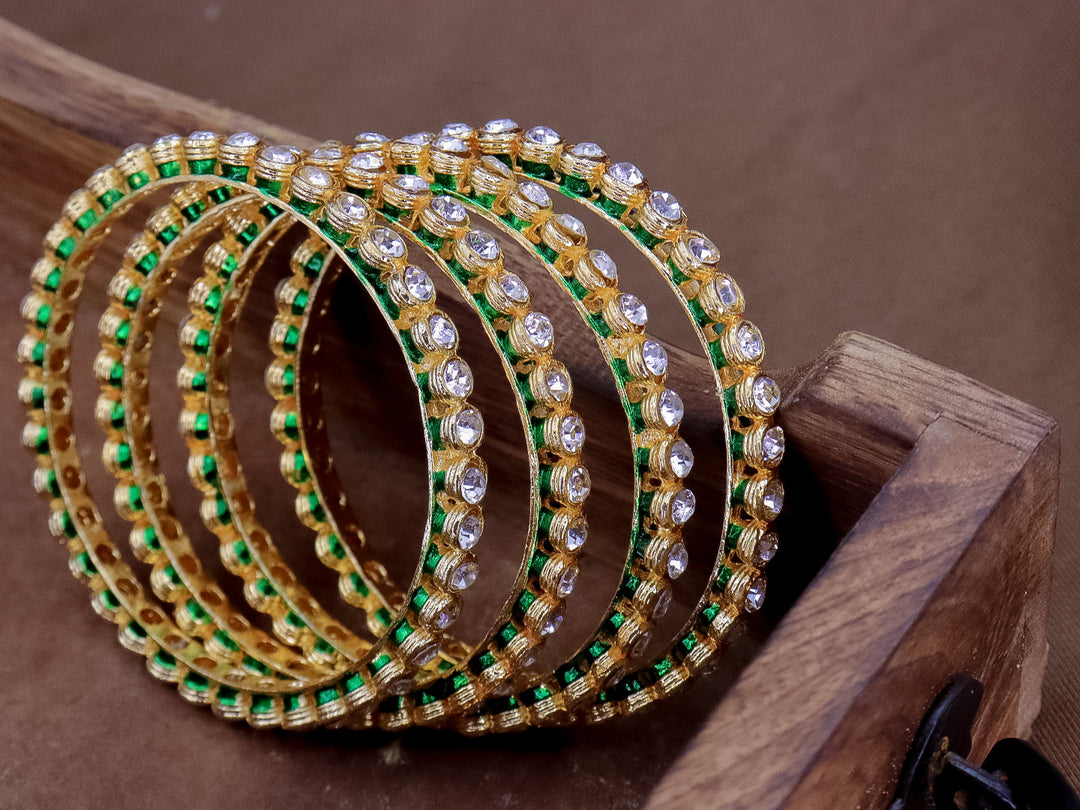 Abha Kundan Bangles (4 Pcs)