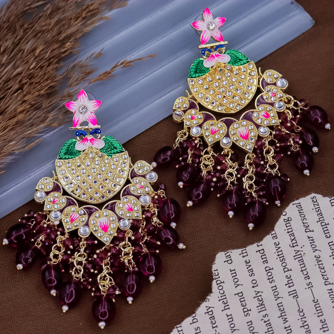 Sushna Peacock Earrings - Purple