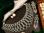 Load image into Gallery viewer, Tanvi American Diamond Choker Set - Dark Green
