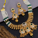 Load image into Gallery viewer, Pallavi Copper Ethnic Choker With Earrings - Dark Green
