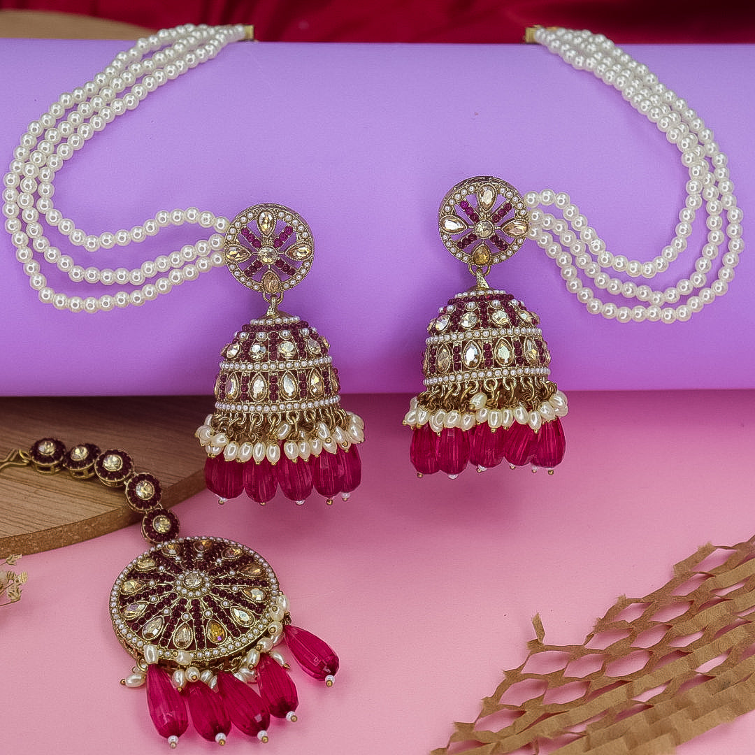 Yema Reverse AD Jhumka With Kaanchain & Teeka