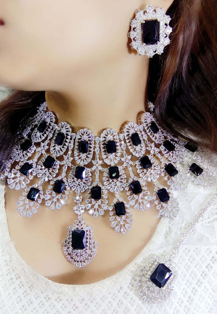 Kiara Advani Bridal American Diamond Choker Set- Purple