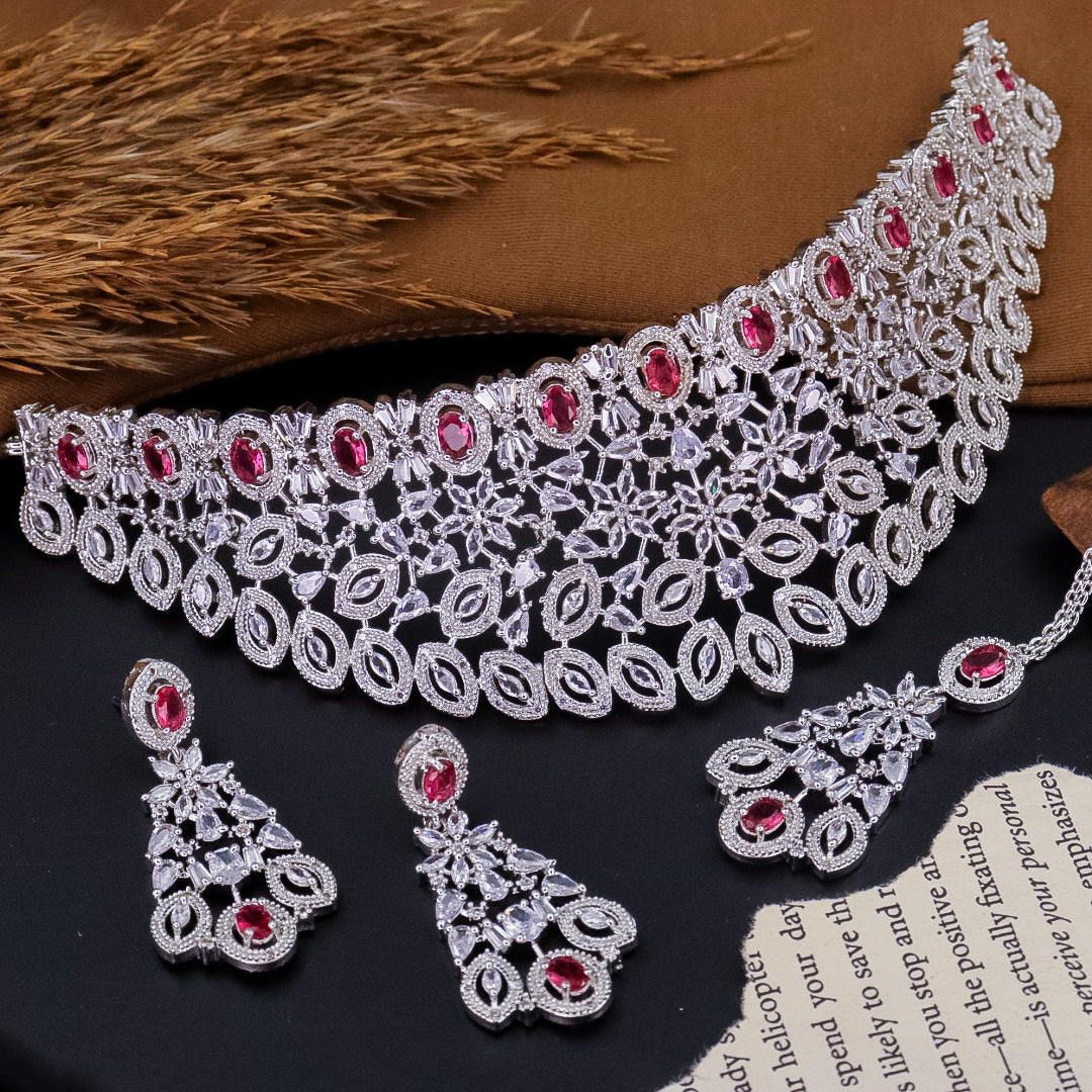 Parul AD Choker Set-Red