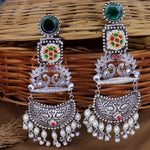 Load image into Gallery viewer, Shehnaz Statement Brass Jhumka -Green
