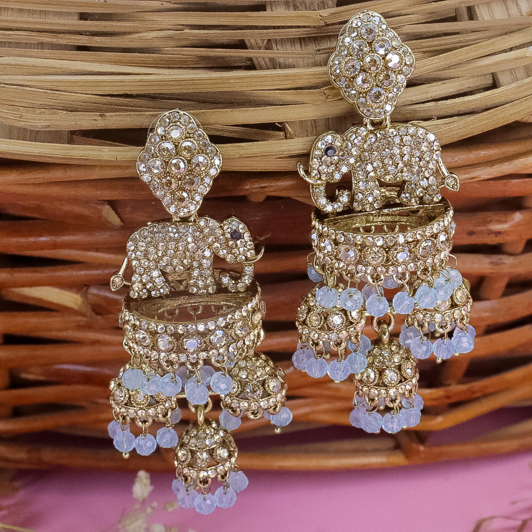 Designer Elephant Jhumka With Diamond Stones