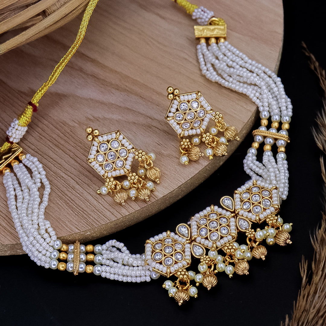 Ravina Premium Rajwadi Copper Choker Set With Jhumka