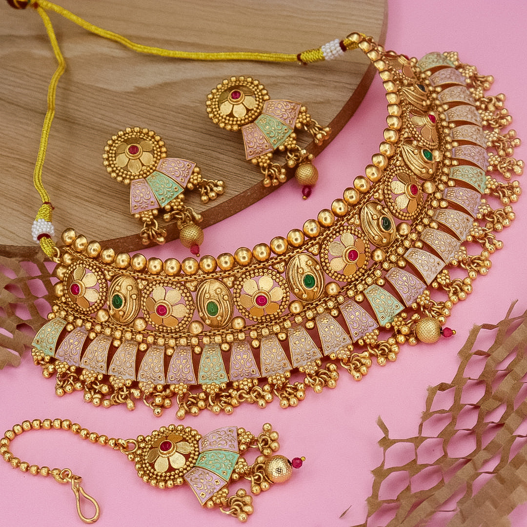 Aashika Semi Bridal Rajwadi Copper Choker