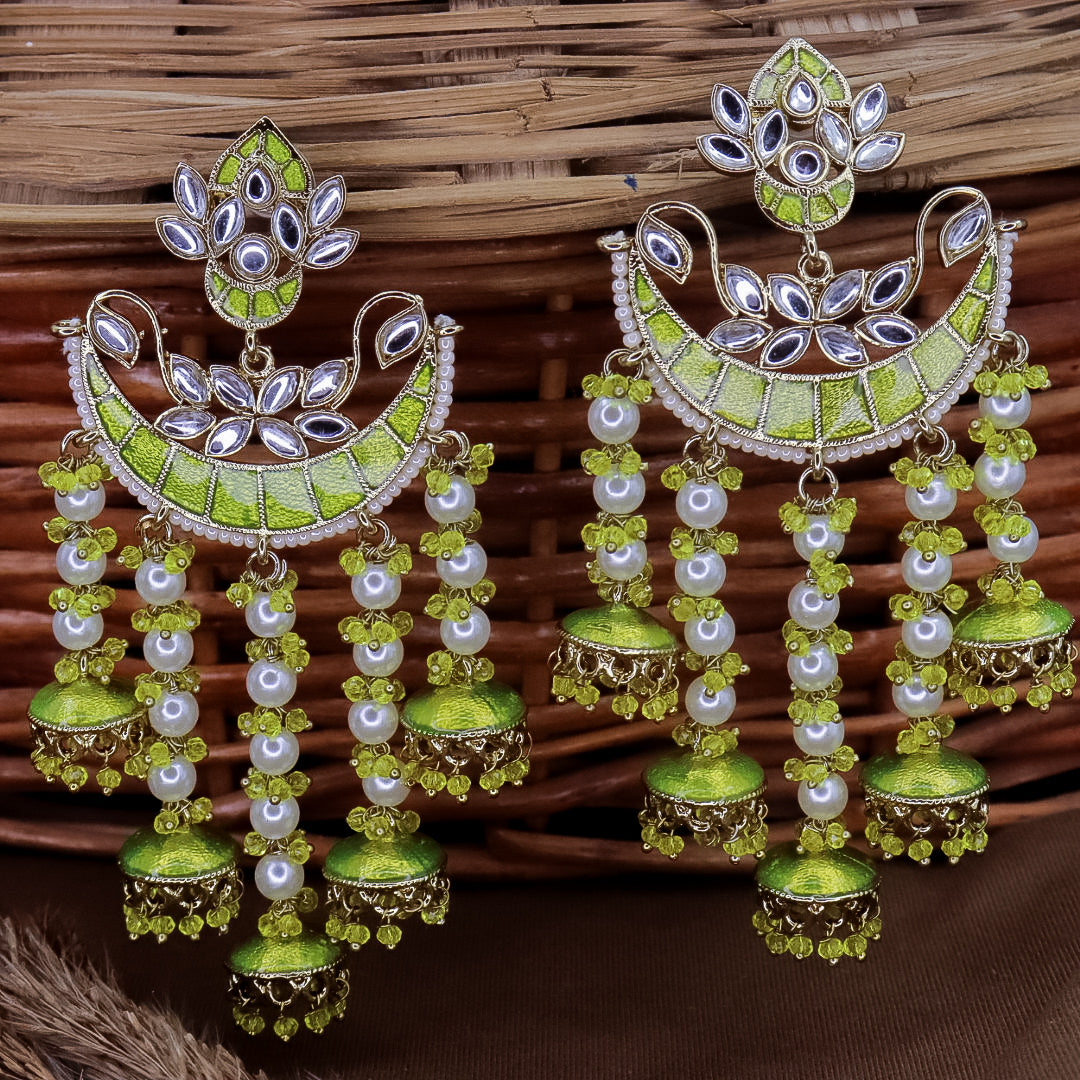 Neha Kundan Chandbali With Pearl Latkans