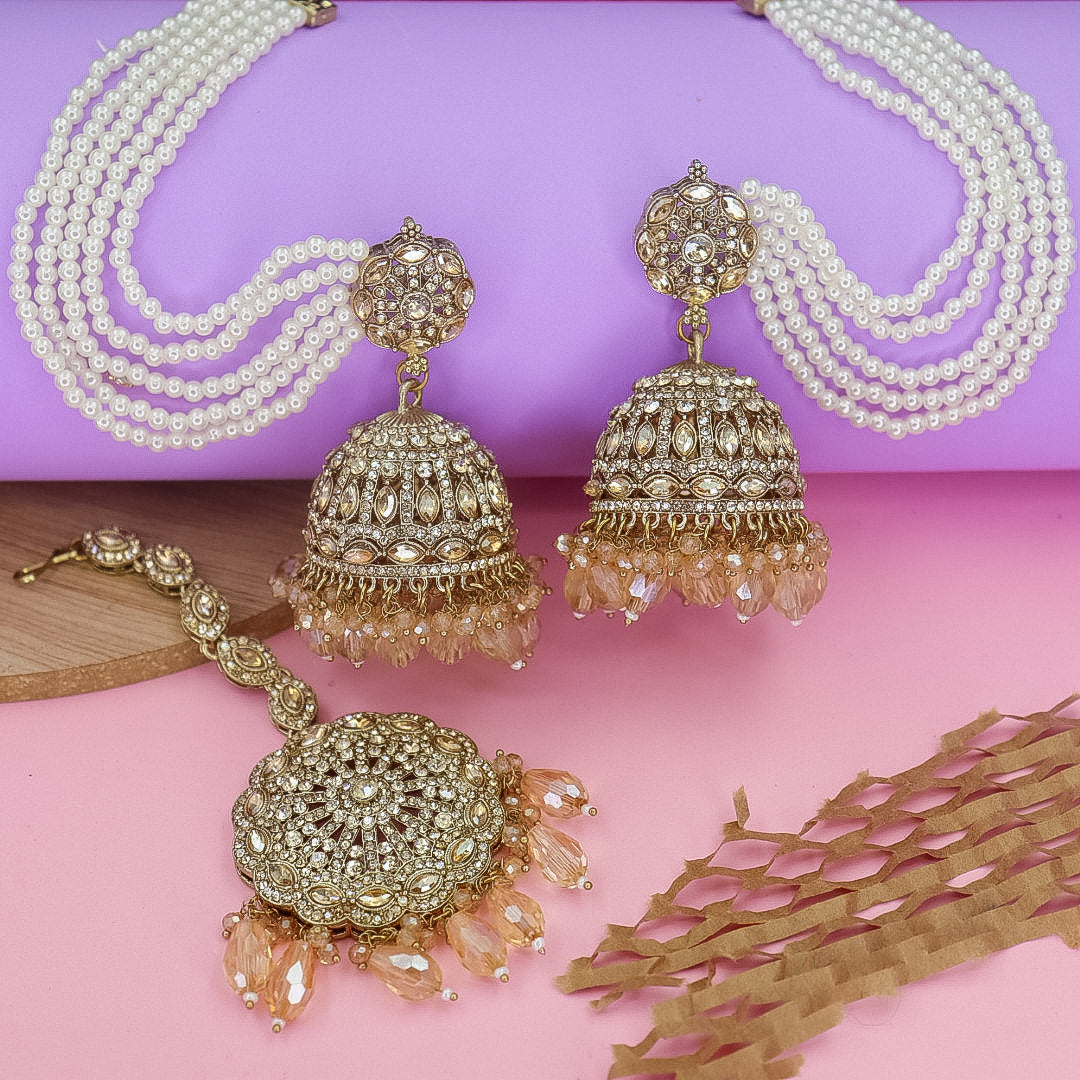 Viruna Reverse AD Jhumka With Kaanchain & Teeka