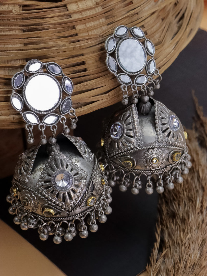 Gurnoor Mirror Statement Jhumka