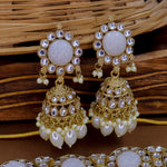 Load image into Gallery viewer, Suhila Kundan Set With Jhumka - White
