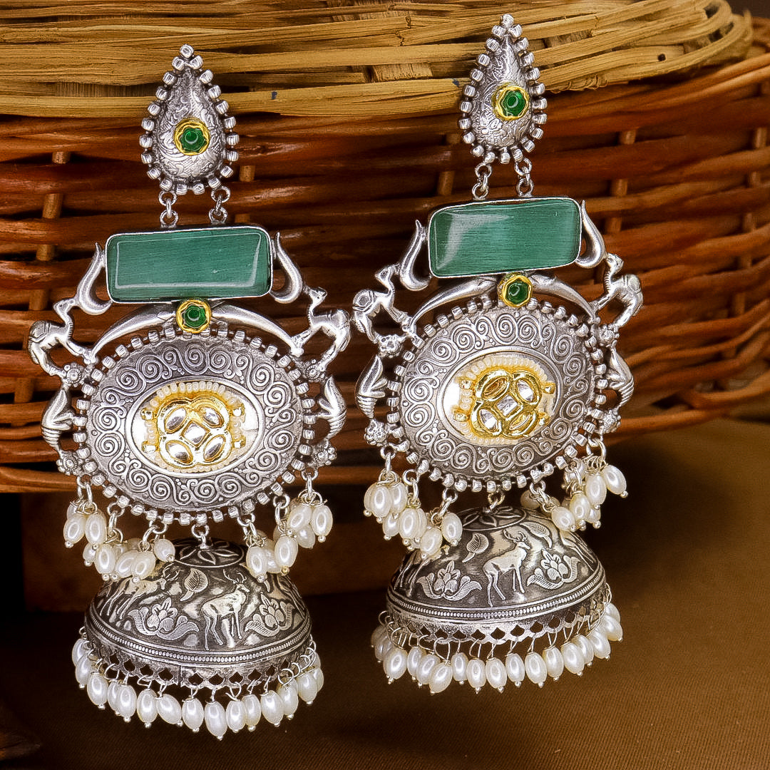 Shilpa Statement  Premium Brass Jhumka With Meenakari