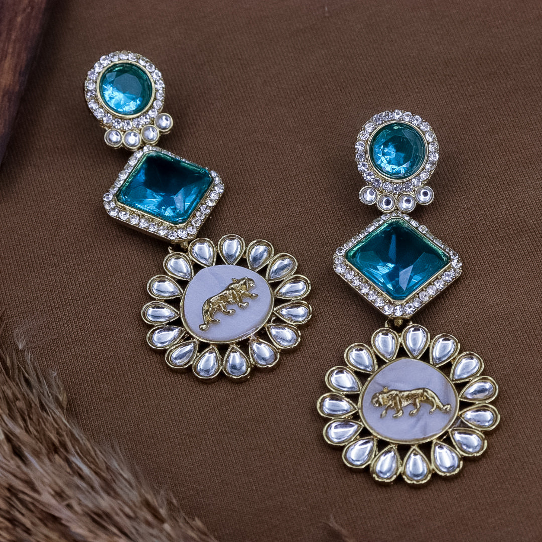 Johnna Sabya Designer Earrings - Teal Blue