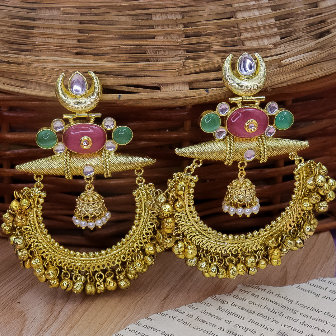 Premium Brass Chandbali With Ghungroo