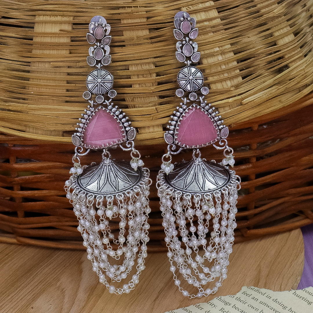 Pearl Latkan Brass Earrings With Uppar Kaanchain