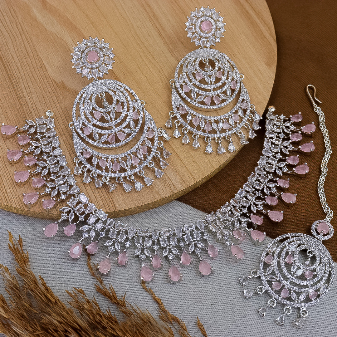 Taniya AD Set With Heavy Earrings And Mangtika