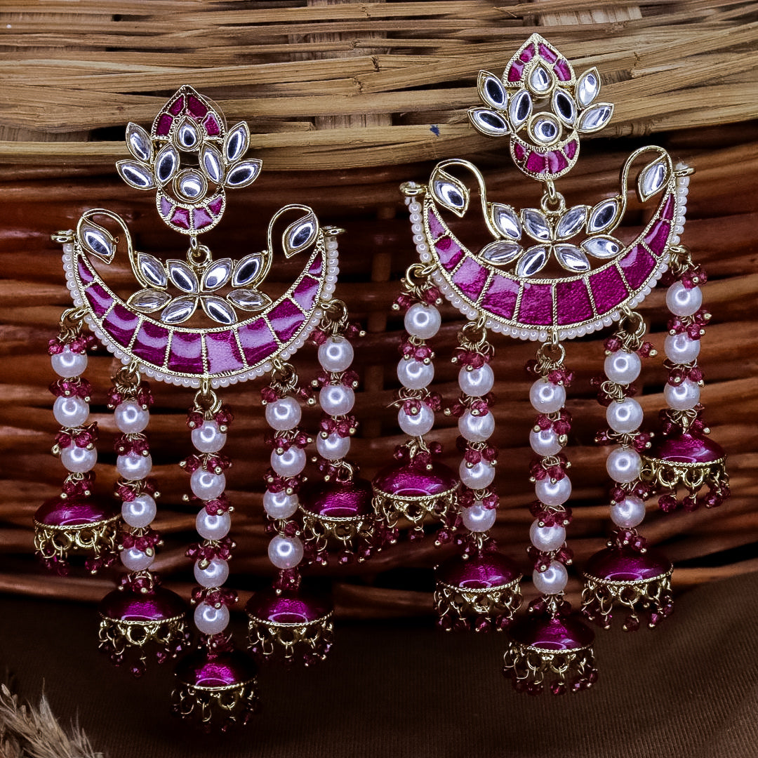 Neha Kundan Chandbali With Pearl Latkans