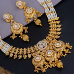 Load image into Gallery viewer, Pallavi Copper Ethnic Choker With Earrings - White
