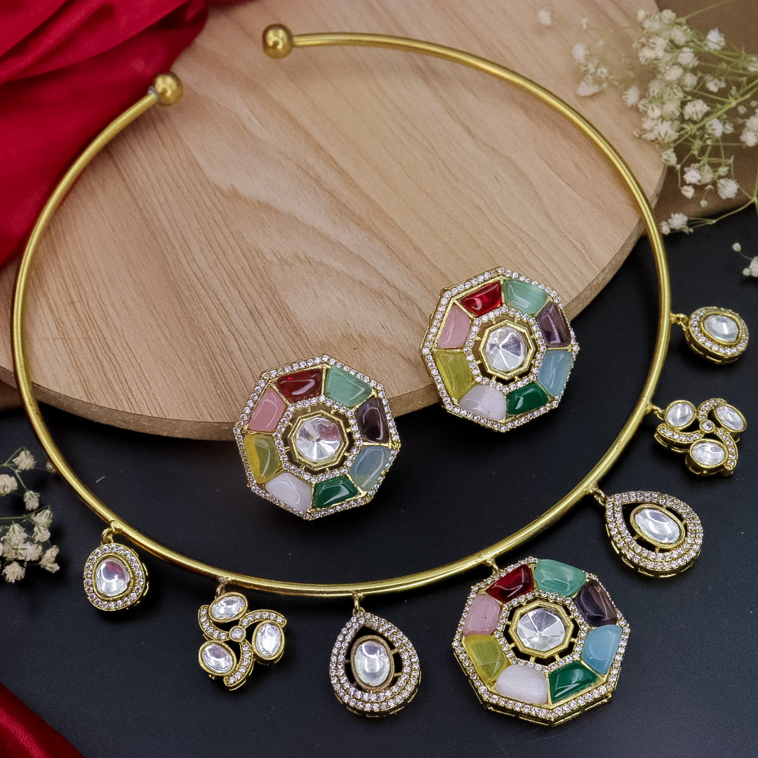 Kuvar Hasli Choker Set With Earrings