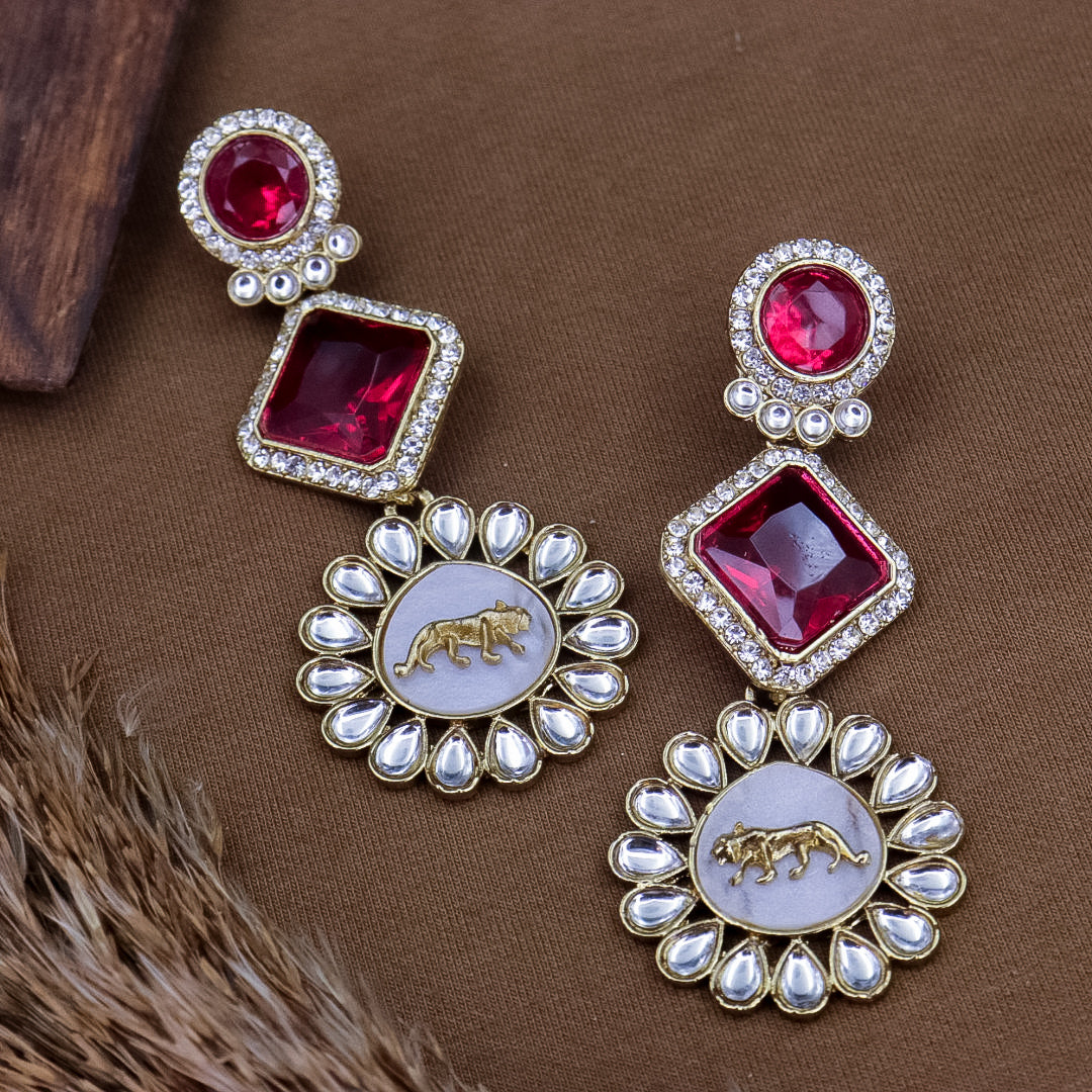 Johnna Sabya Designer Earrings - Red