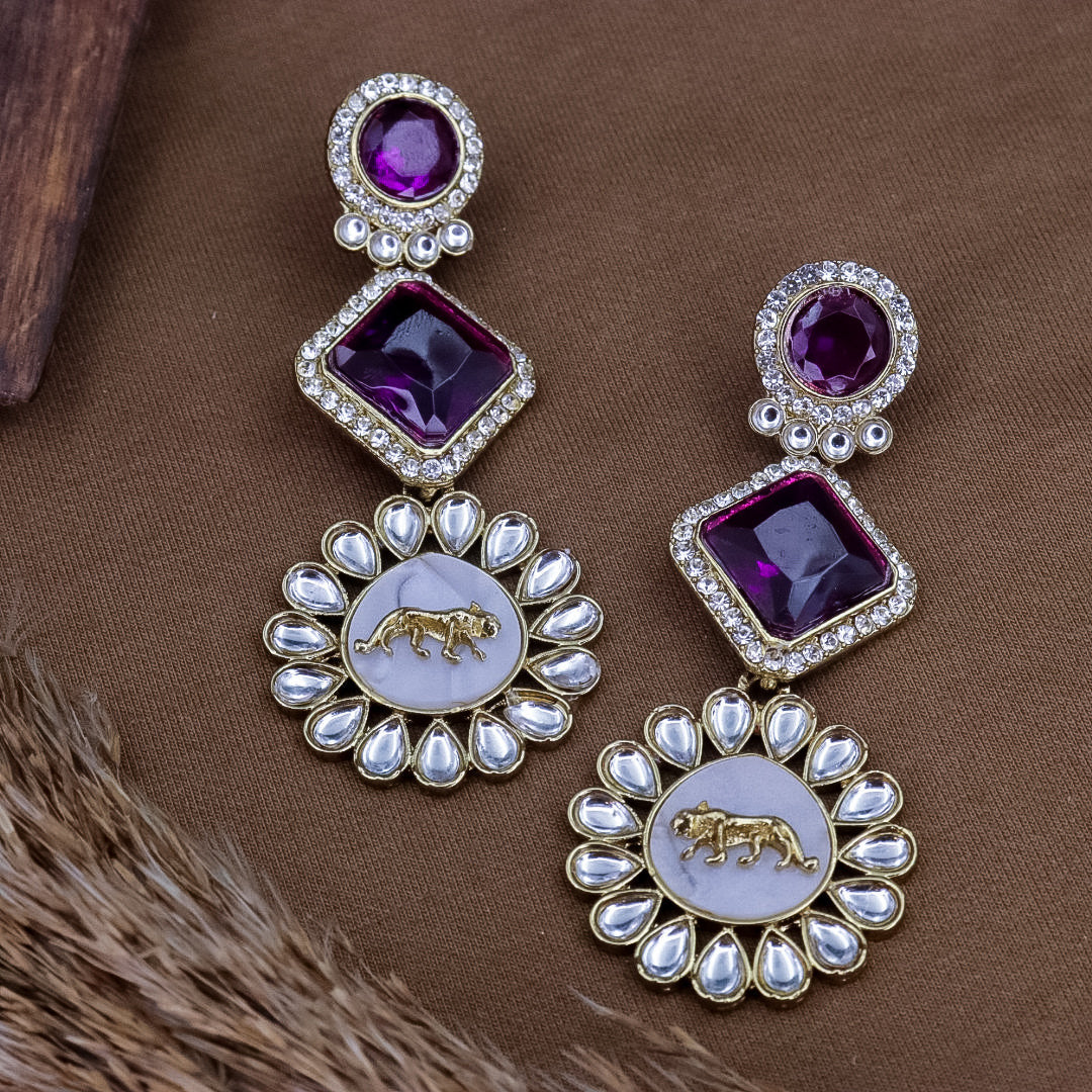 Johnna Sabya Designer Earrings - Purple