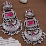 Load image into Gallery viewer, Riya German Silver Chandbali- Ruby
