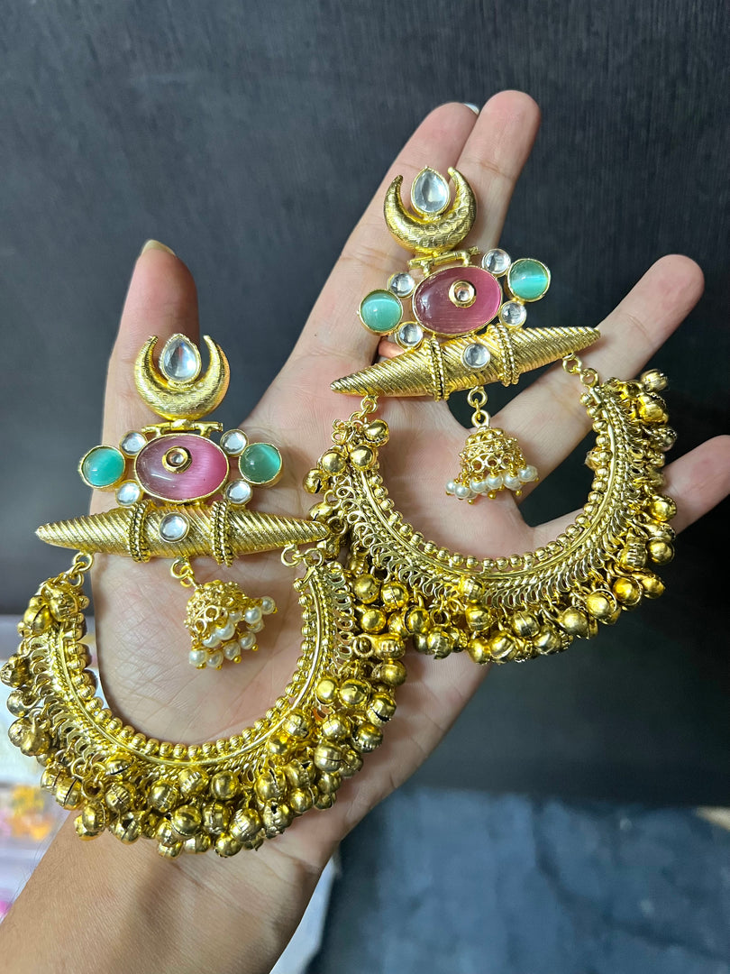 Trendy Brass Chandbali With Ghungroo