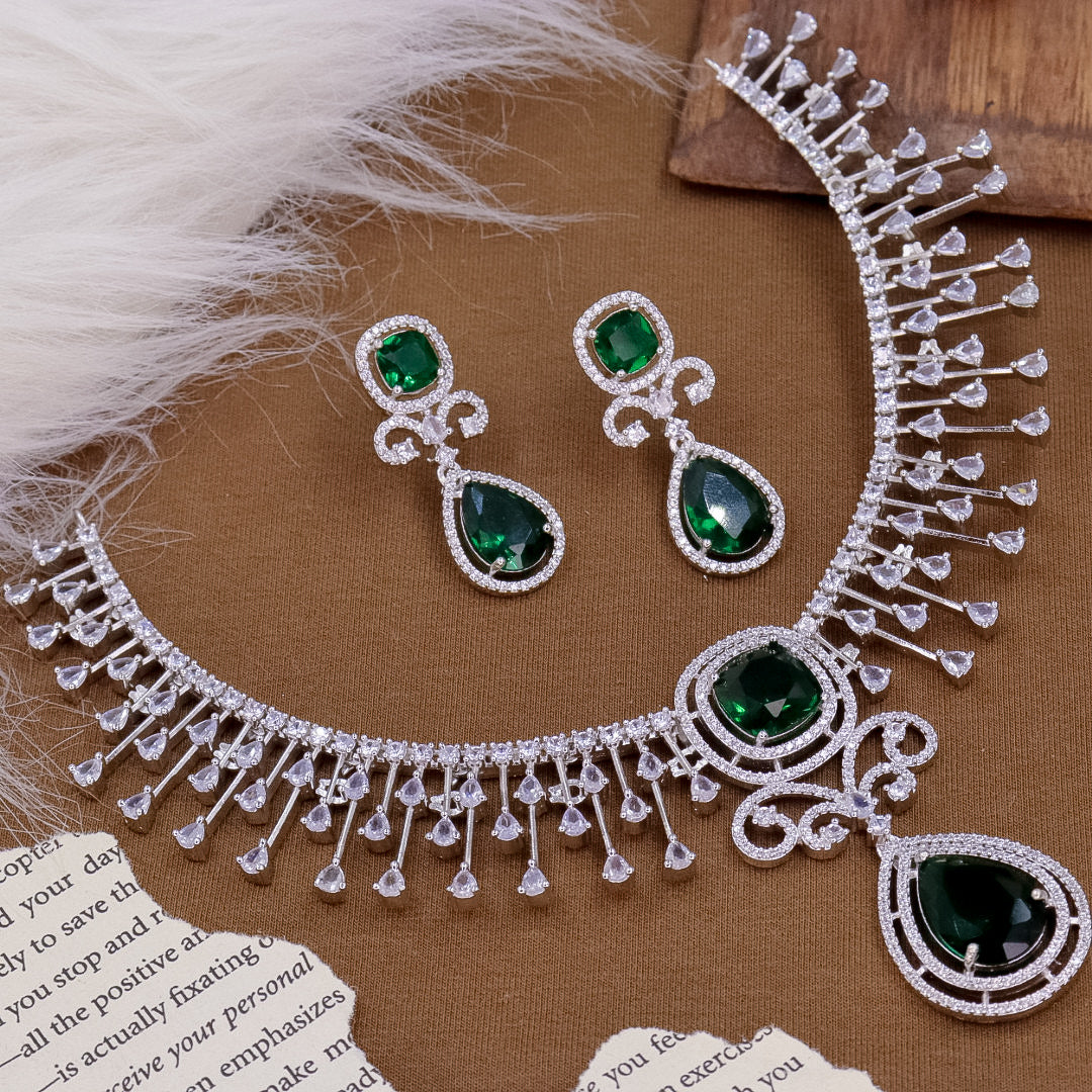 Puja Premium AD Choker - Dark Green