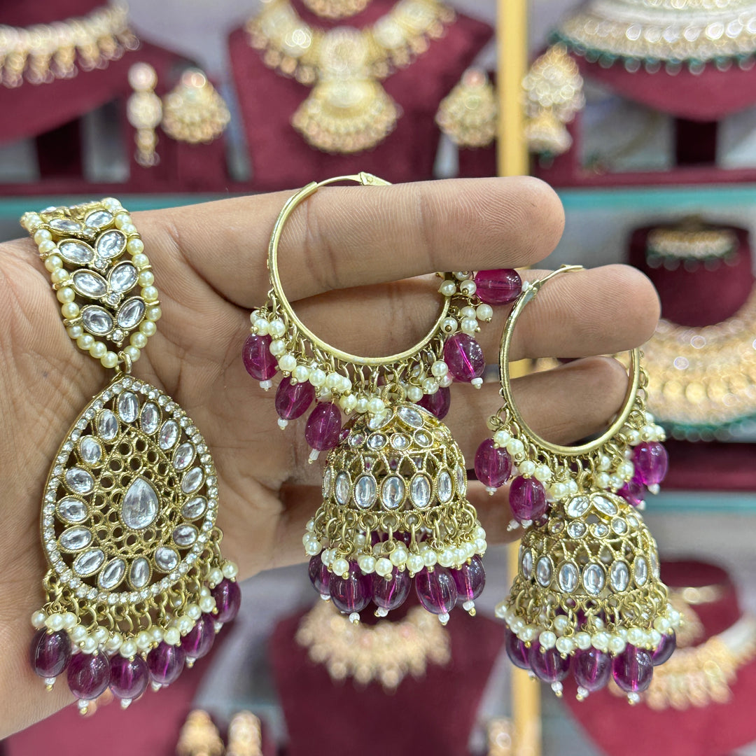 Muskan Hoop Jhumka With Teeka