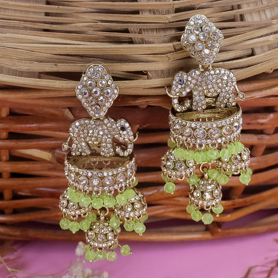 Designer Elephant Jhumka With Diamond Stones