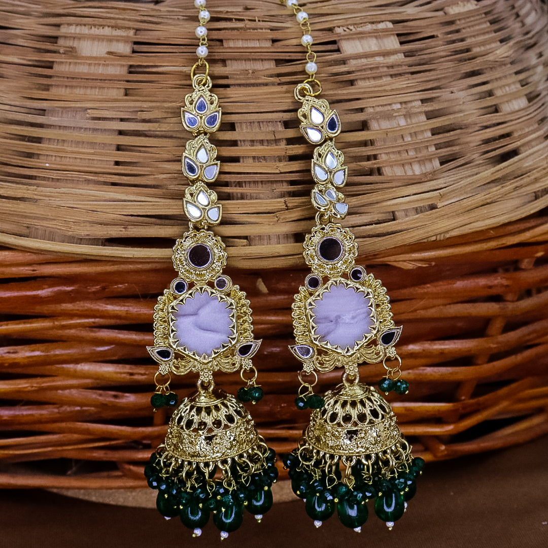 Swati MOP jhumka With long Kaanchain