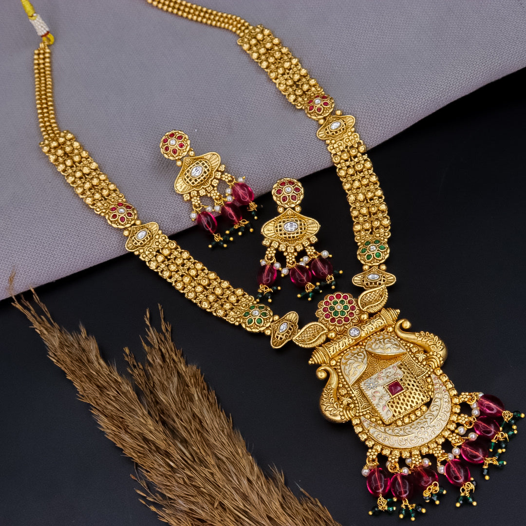 Meenakshi Copper Long Ethnic Necklace