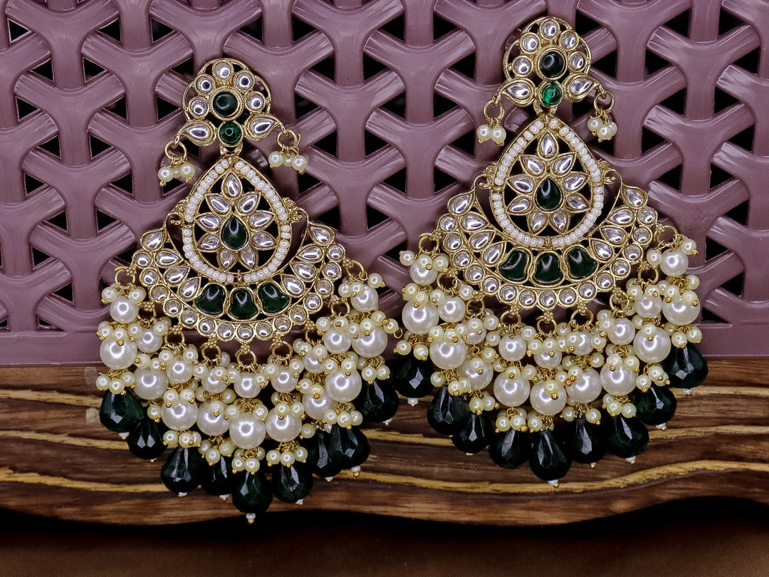 Nuzhat Chandbali- Dark Green