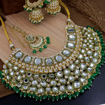 Load image into Gallery viewer, Nimrat Semi Bridal Choker Set With Jhumka + Teeka - Green
