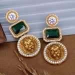 Load image into Gallery viewer, Sabya Inspired AD Designer Earrings- Dark Green
