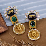 Load image into Gallery viewer, Veronika Sabya Designer Earrings - Dark Green
