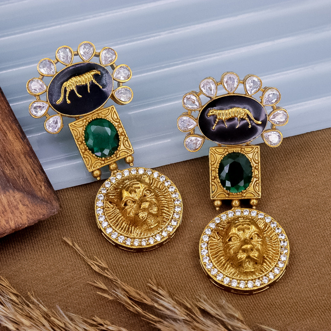 Veronika Sabya Designer Earrings - Dark Green